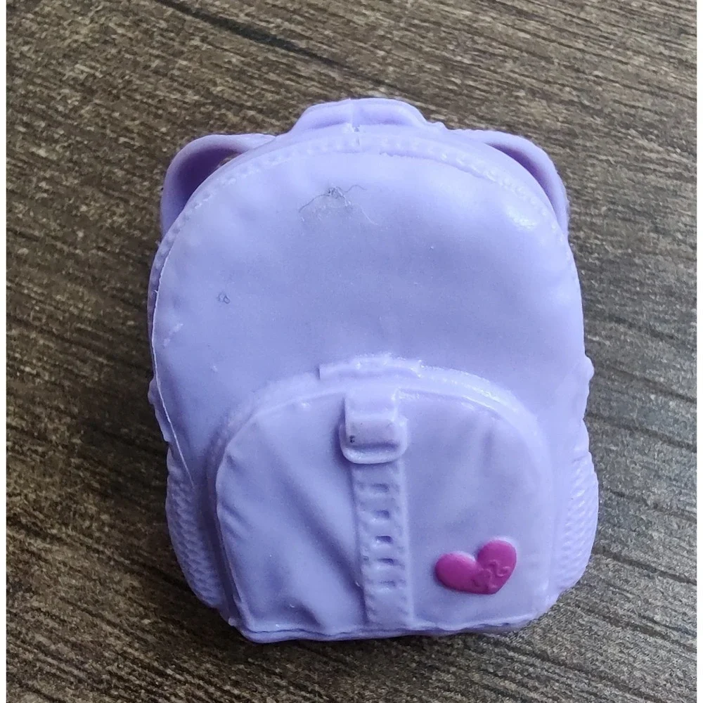 Barbie Chelsea Mini Backpack Purple Pink Heart Faux Pockets Soft Plastic Mattel